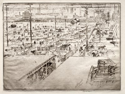 ストックヤード、シカゴ 作： Joseph Pennell