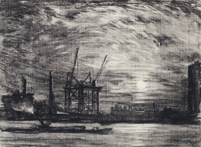 ワーテルローに沈む夕日 作： Joseph Pennell