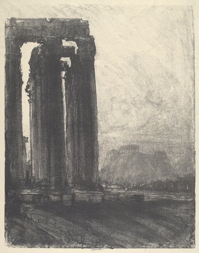 木星神殿、夕方、1913年。 作： Joseph Pennell