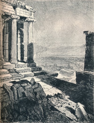 アクロポリスのテセウス神殿、c1913 作： Joseph Pennell