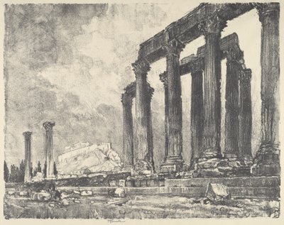 ジュピター神殿から見たアクロポリス、アテネ 作： Joseph Pennell