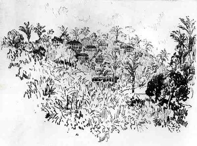 アメリカンビレッジ、ジョセフペンネル作「パナマ運河」のプレートX、1912年（紙に木炭） 作： Joseph Pennell