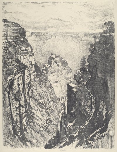ブライト エンジェル トレイル、1912 年。 作： Joseph Pennell