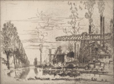 ブリュッセル運河、現代のホブベマ、1910年 作： Joseph Pennell