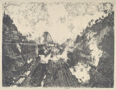 1912年、アンコン・ヒルを望むザ・カット。 作： Joseph Pennell