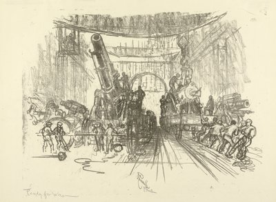 イギリス戦争シリーズ：W.453。戦争の準備ができて、1916 作： Joseph Pennell
