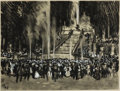 ラ・グランハで遊ぶ噴水 作： Joseph Pennell