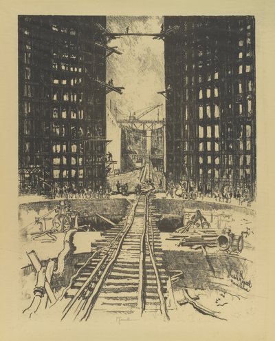 ペドロミゲルロックの門、1912年 作： Joseph Pennell