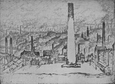 グレートスタック、ブラッドフォード、1909 作： Joseph Pennell
