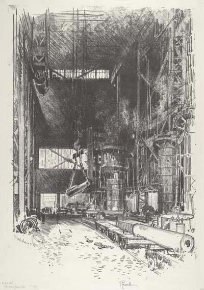 新しいガンピット、1916 年。 作： Joseph Pennell