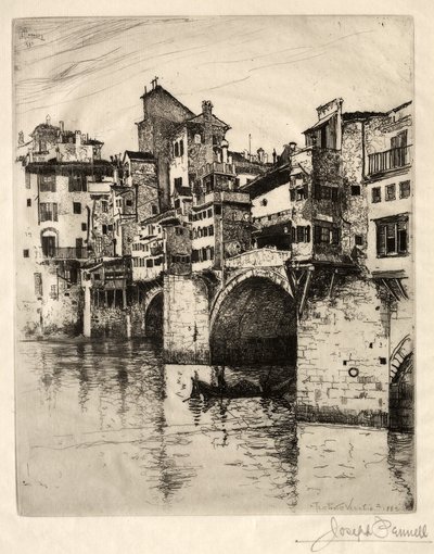 ヴェッキオ橋、1883年。 作： Joseph Pennell