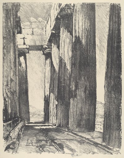 パルテノン神殿のポルティコ（1913年）。 作： Joseph Pennell