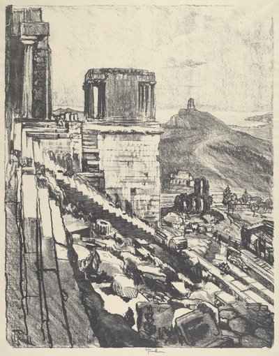 ニケの神殿（アテネ、1913年）。 作： Joseph Pennell