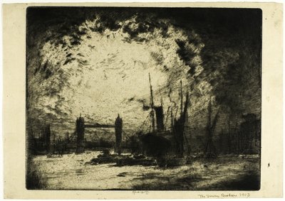 タワー ブリッジ、夕方 作： Joseph Pennell