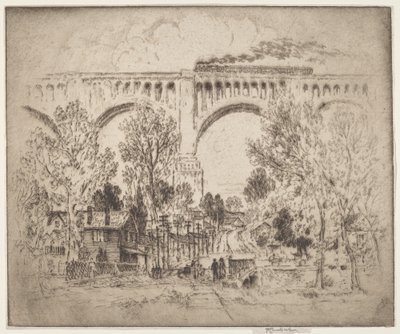The Viaduct, D., L. & W. at Nicholson, Pa. 作： Joseph Pennell