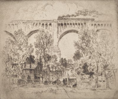 1919年、パ州ニコルソンのバイアダクト、D., L. & W. 作： Joseph Pennell