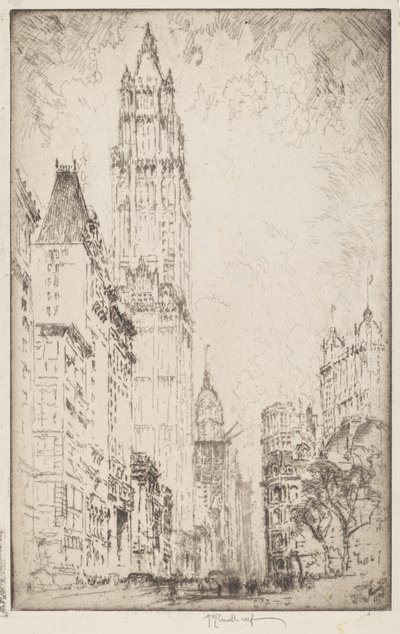 ウールワース・ビルディング、1915年。 作： Joseph Pennell