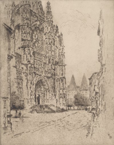 司教の宮殿の塔、ボーヴェ、1907年。 作： Joseph Pennell