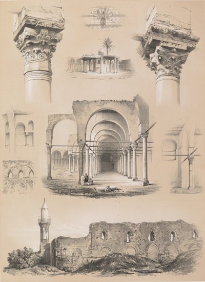 詳細、カイロのアムロー・モスク、1843年。 作： Joseph Philibert Girault De Prangey