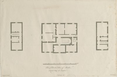 サンドンホール-商工会議所の床の計画：彫刻、nd [1769-1771]（印刷） 作： Joseph Pickford