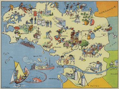 ブルターニュ（カラーリトグラフ） 作： Joseph Porphyre Pinchon
