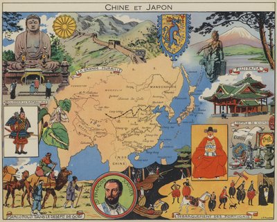 中国、日本（カラーリトグラフ） 作： Joseph Porphyre Pinchon