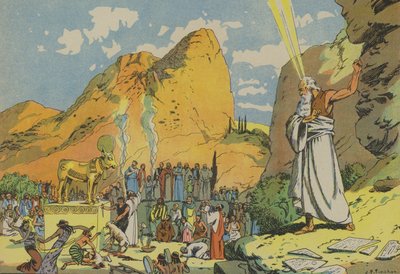 モーゼと金の子牛（カラーリトグラフ） 作： Joseph Porphyre Pinchon