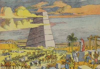 バベルの塔（カラーリトグラフ） 作： Joseph Porphyre Pinchon