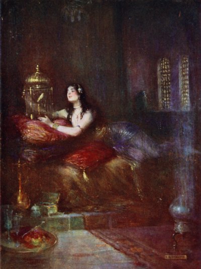 スルタナと彼女のカナリア 作： Joseph Ratcliffe Skelton