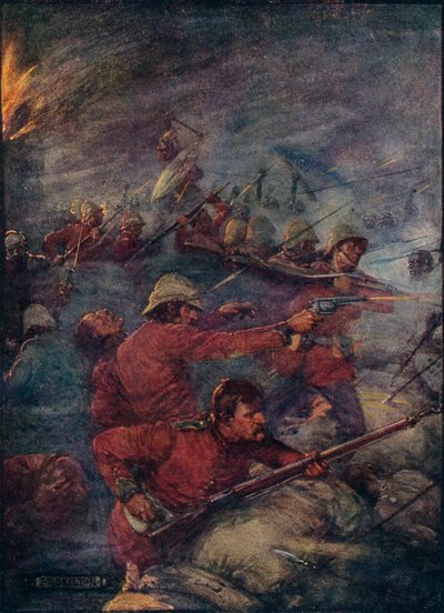 このようにして、百人の男が湾に三千人の野蛮人を残しましたか、c1908、c1920。 作： Joseph Ratcliffe Skelton