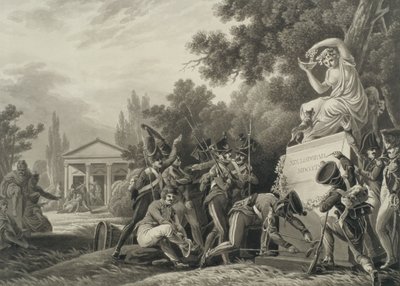 Isabelle Czartoryski（1746-1835）に敬意を表する兵士（紙にブラシとインク） 作： Joseph Richter