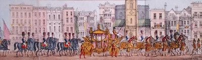 1837年11月9日にロンドン市内を通過したヴィクトリア女王のロイヤル・プログレスのパノラミックな表現（リトグラフ）（詳細 作： Joseph Robins