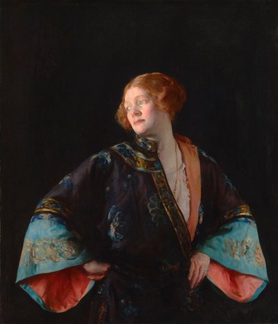 青いマンダリンコート（青い着物） 1922年 （油彩・キャンバス） 作： Joseph Rodefer De Camp