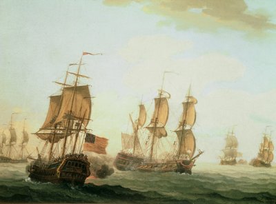英国東インド洋船とフランス軍艦の海戦 作： ジョセフ・ルー