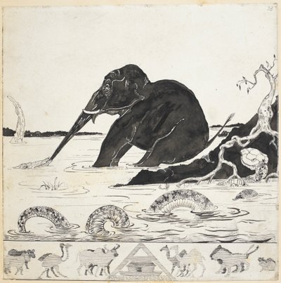 追加。 59840 f.33 Rudyard Kipling 作「Just So Stories」の象の子 作： Joseph Rudyard (after) Kipling