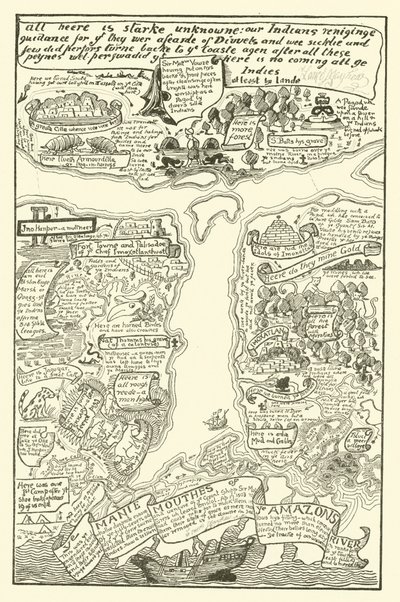 赤＋黒の濁ったアマゾンの地図（彫刻 作： Joseph Rudyard (after) Kipling