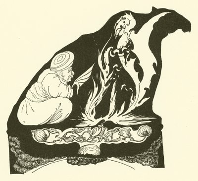 ラクダにハムをもたらした魔法の始まりを作るジン（彫刻 作： Joseph Rudyard (after) Kipling