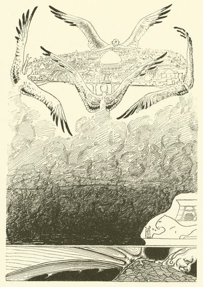 4人のガルウイングド・ジン（エングレービング 作： Joseph Rudyard (after) Kipling