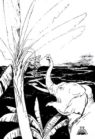 キプリングの象のイラスト（彫刻）。 作： Joseph Rudyard Kipling