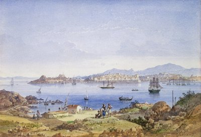 ヴィド島のコルフ、1845年頃（紙に鉛筆でWC） 作： Joseph Schranz