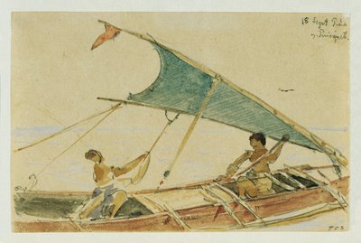 Boot vor der Insel Puinipet (ポナペ)、カロライン諸島 作： Joseph Selleny