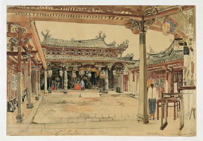 シンガポールの中国寺院の中庭 作： Joseph Selleny