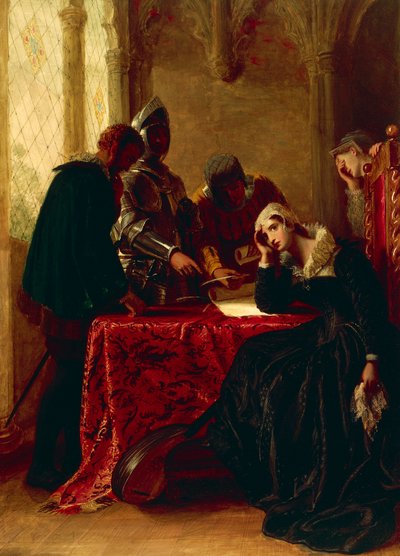 スコットランドのメアリー女王の退位（ロッホ・レーベン城）1850年頃（油彩・キャンバス 作： Joseph Severn
