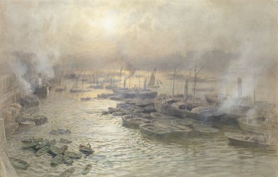 冬の日没、ウェストミンスター、1902（紙にトイレ） 作： Joseph Severn
