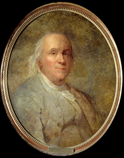 ベンジャミン・フランクリン（1706-1790）の肖像（キャンバスに油彩） 作： Joseph Siffred Duplessis