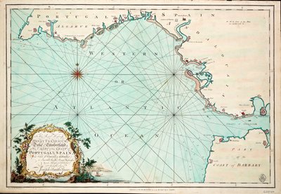 ポルトガルとスペインの海岸、セント・ヴィンセント岬からジブラルタルまでの海図 作： Joseph Smith Speer