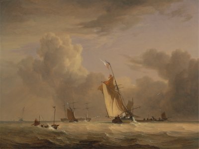 強風の中でスマックや他の船を釣る 作： Joseph Stannard