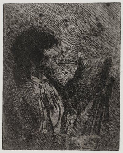 バグパイプを演奏する男、Sigmund Abeles と Edmond Casarella が印刷 作： Joseph Stella