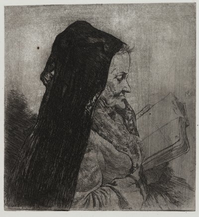 シグムンド・アベレスとエドモンド・カサレラが印刷した「読書する老婆」 作： Joseph Stella