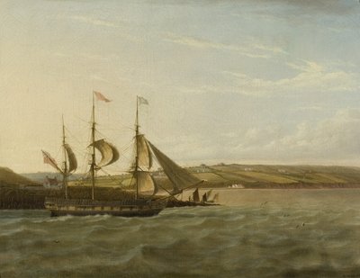 ポーティスヘッドを通過する船、1832年頃（帆布に油彩） 作： Joseph Walter